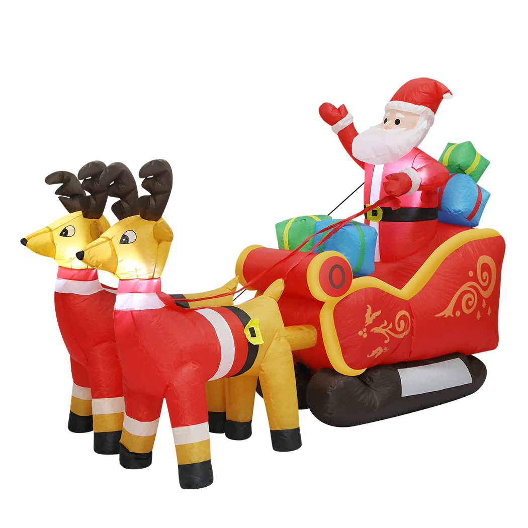Santaco LED Inflatable Santa Sleigh Reindeer 2.2M-2006733375225860104