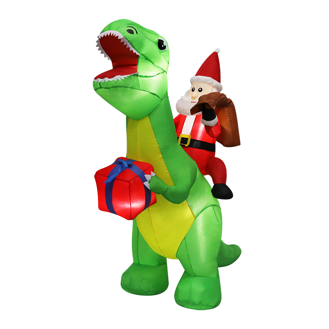 Santaco Christmas Inflatables Outdoor Santa Claus Riding Dinosaur Lights D�cor-2006733355185475592