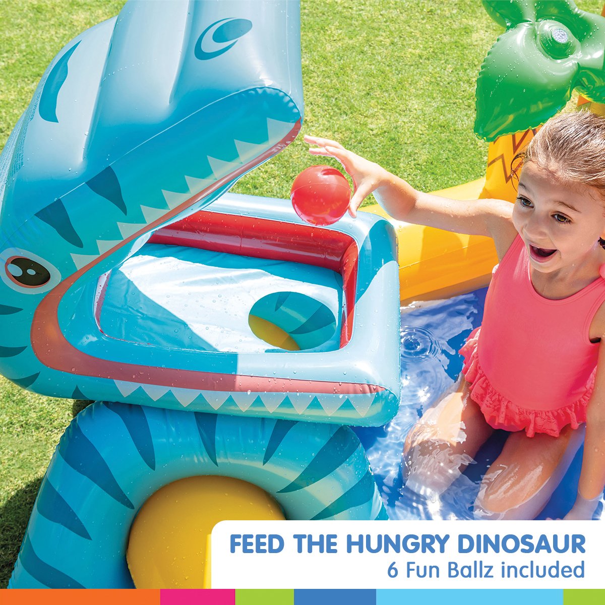 Intex 57444 Dinosaur Play Centre Kids Inflatable Pool with Water Slide