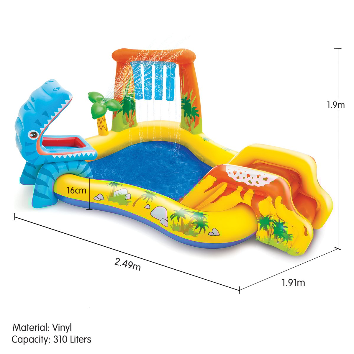 Intex 57444 Dinosaur Play Centre Kids Inflatable Pool with Water Slide