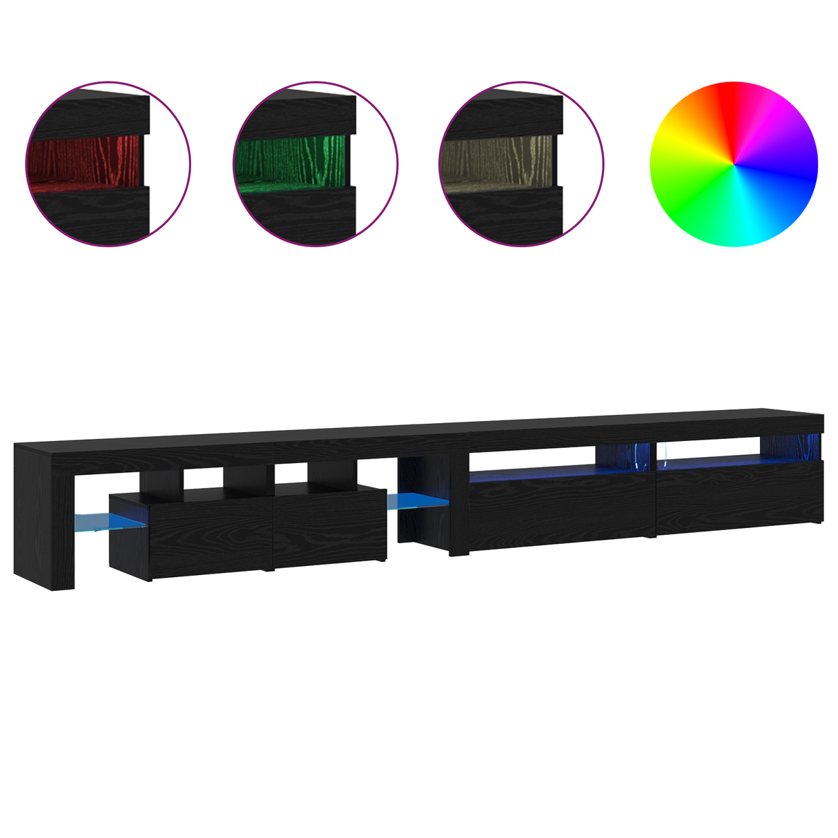 TV Cabinet 3 pcs Black Oak 290 x 36.5 x 40 cm Engineered Wood