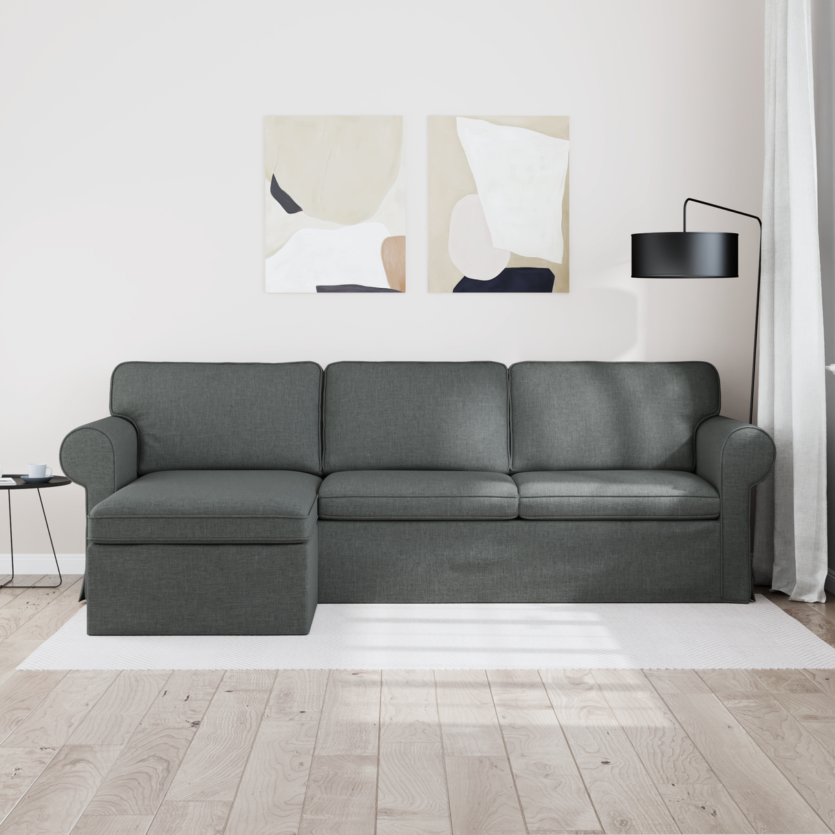 Sofa Dark Grey 245 x 138 x 80 cm Fabric