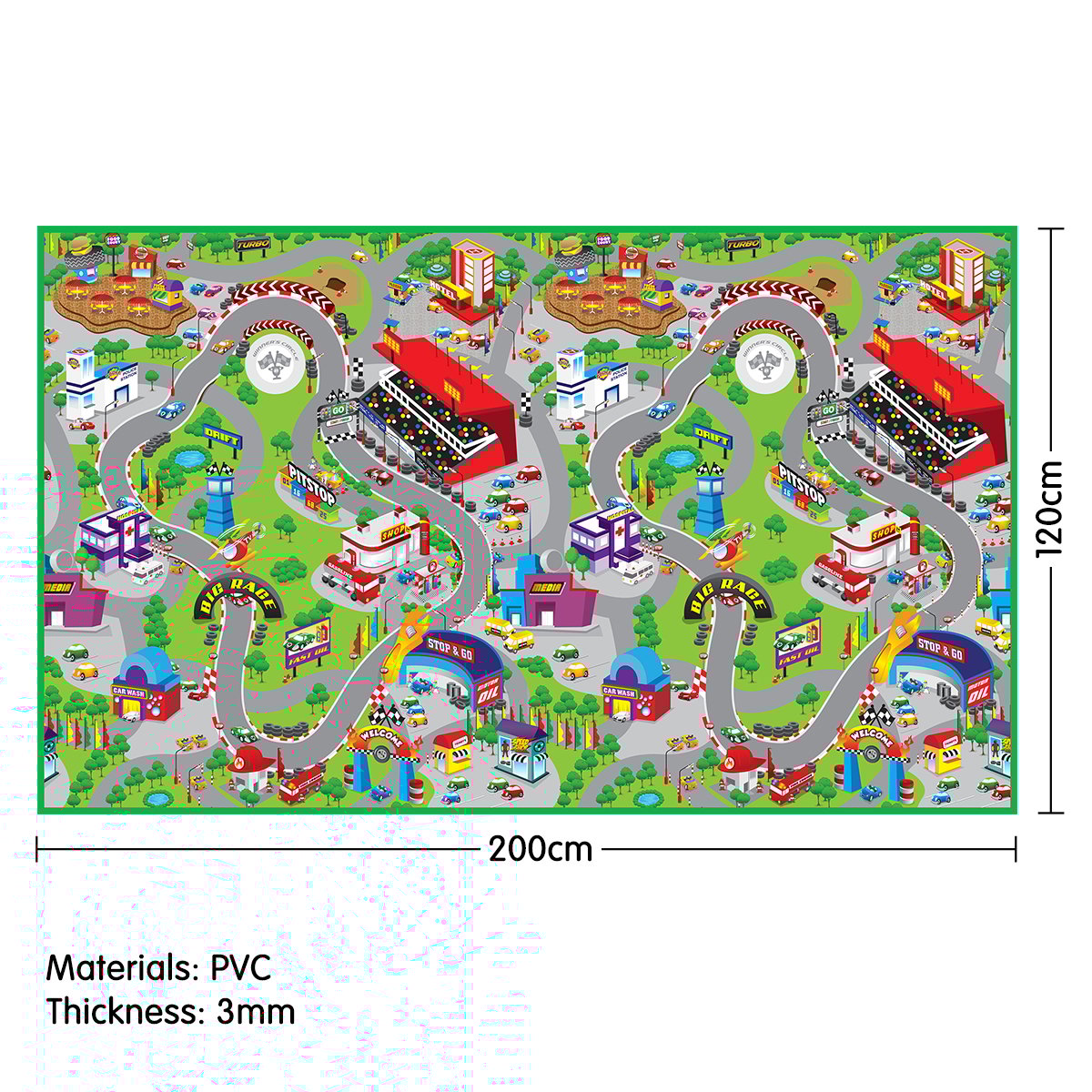 Rollmatz Race Track Baby Kids Play Floor Mat 200cm x 120cm