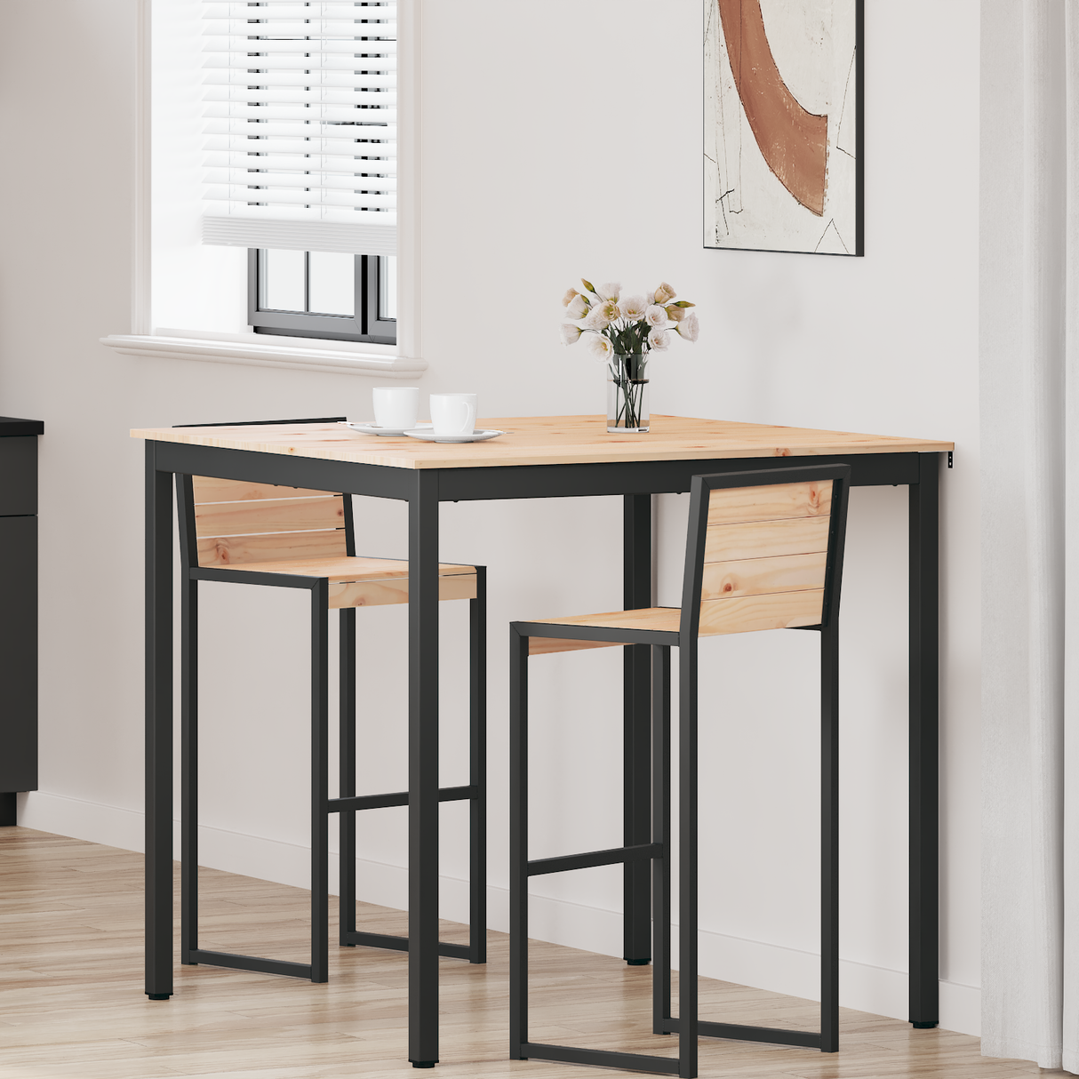 Bar Table Natural 110 x 110 x 105 cm Solid Pine Wood