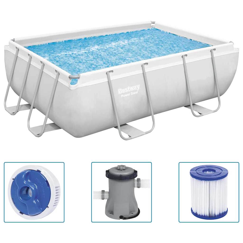 Power Steel Swimming Pool Set Rectangular 282x196x84 cm