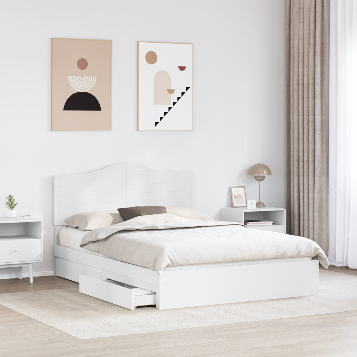 Storage Bed with Drawer White 150 x 200 cm Engineered Wood