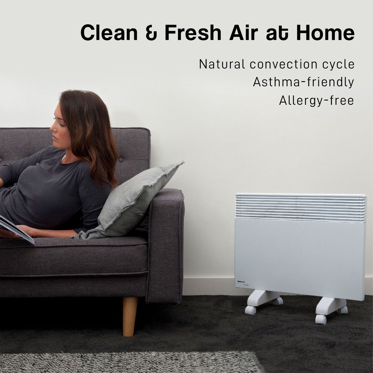 Noirot 2000W 7358-7 Electric Panel Heater with Castors Refurbished