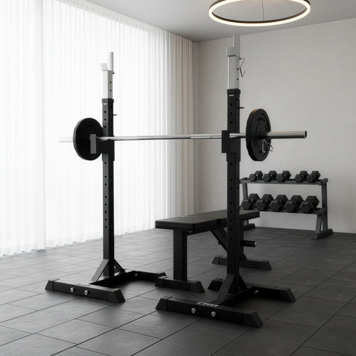 Squat Rack Stand Pair Bench Press Weight Lifting Barbell