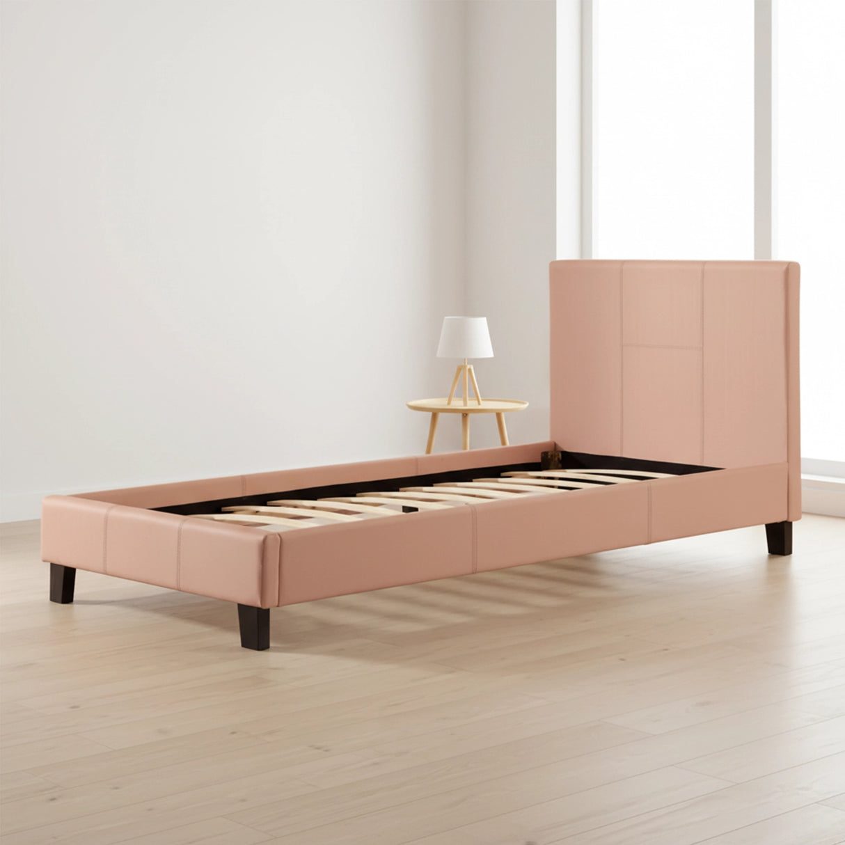 Single PU Leather Bed Frame Pink
