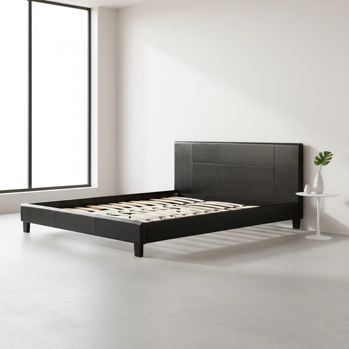 King PU Leather Bed Frame Black