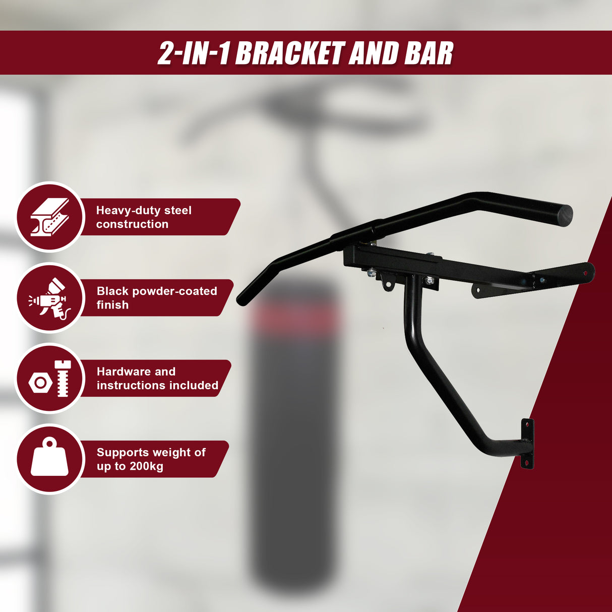 Wall Chin Up & Pull Up Bar with Punching Bag and Speedball Station Combo