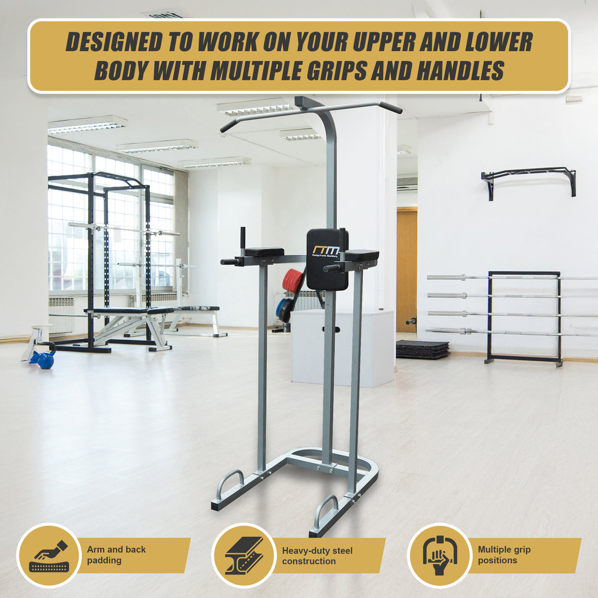 AB Power Tower Dip Chin Push Up Home Gym MultiStation