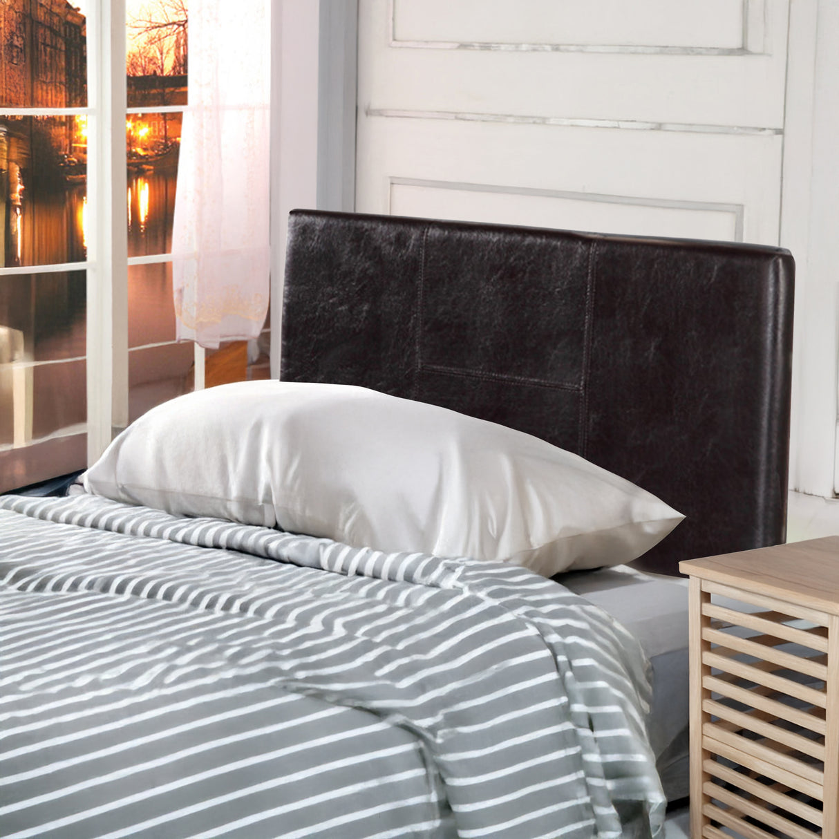 PU Leather Single Bed Headboard Bedhead - Brown