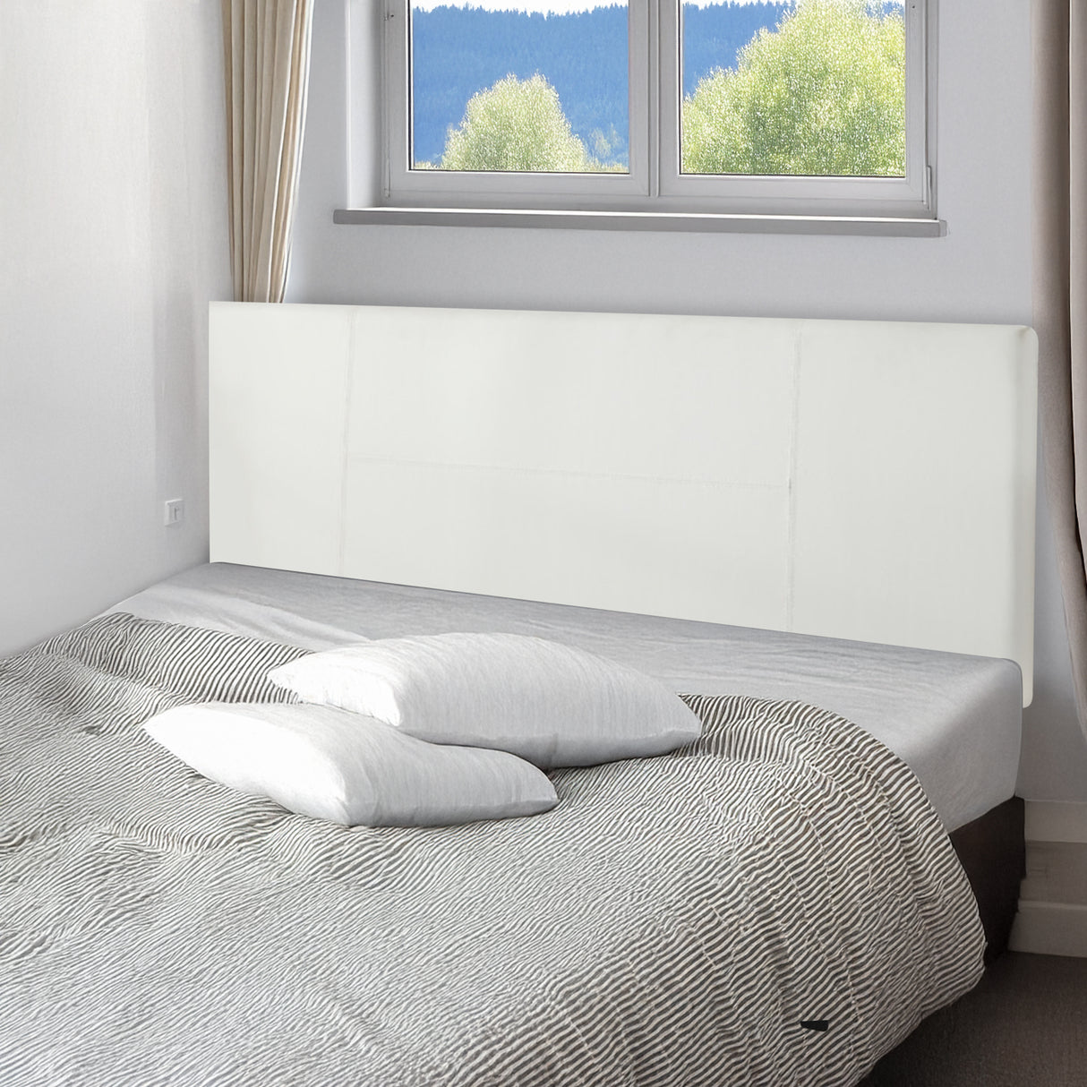 PU Leather Queen Bed Headboard Bedhead - White