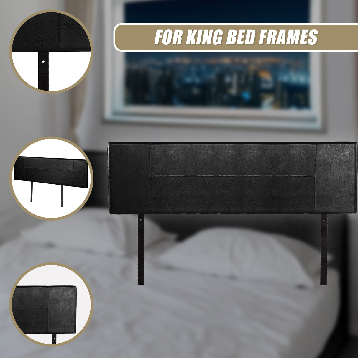 PU Leather King Bed Headboard Bedhead - Black