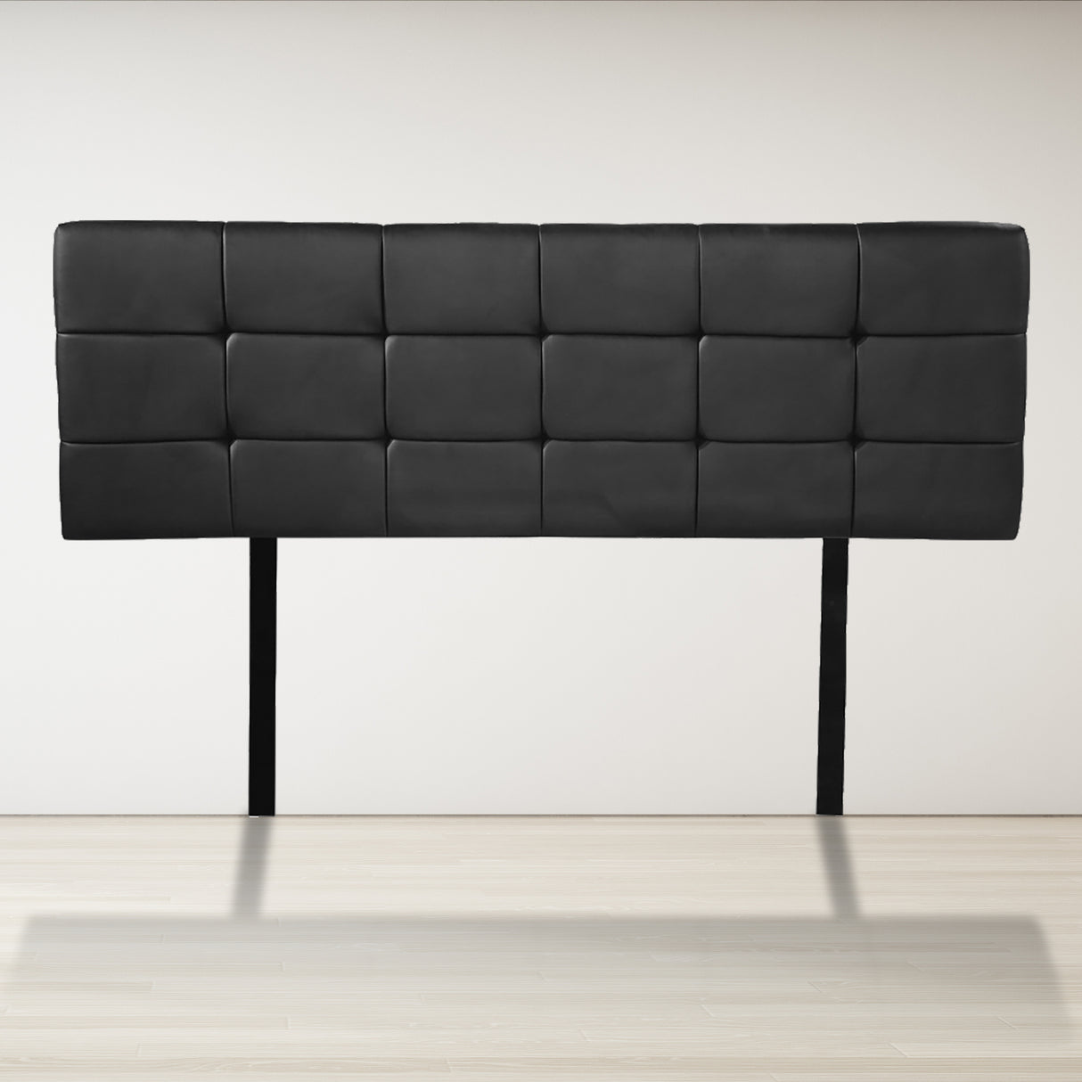 PU Leather Double Bed Deluxe Headboard Bedhead - Black