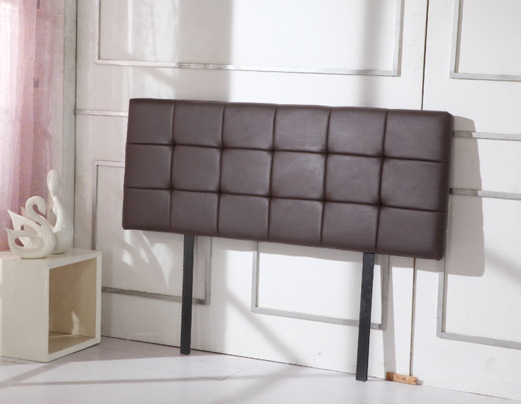 PU Leather Double Bed Deluxe Headboard Bedhead - Brown