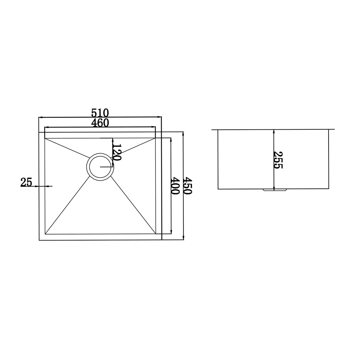 Stainless Steel Sink - 510x450mm