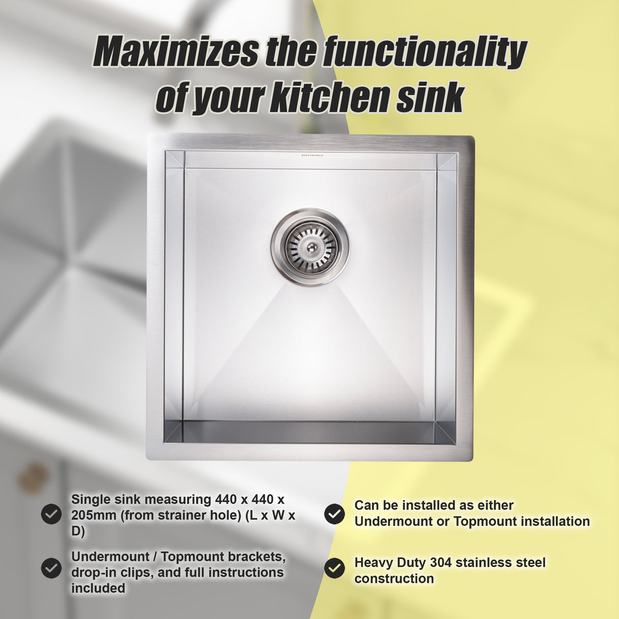Stainless Steel Sink - 440 x 440mm