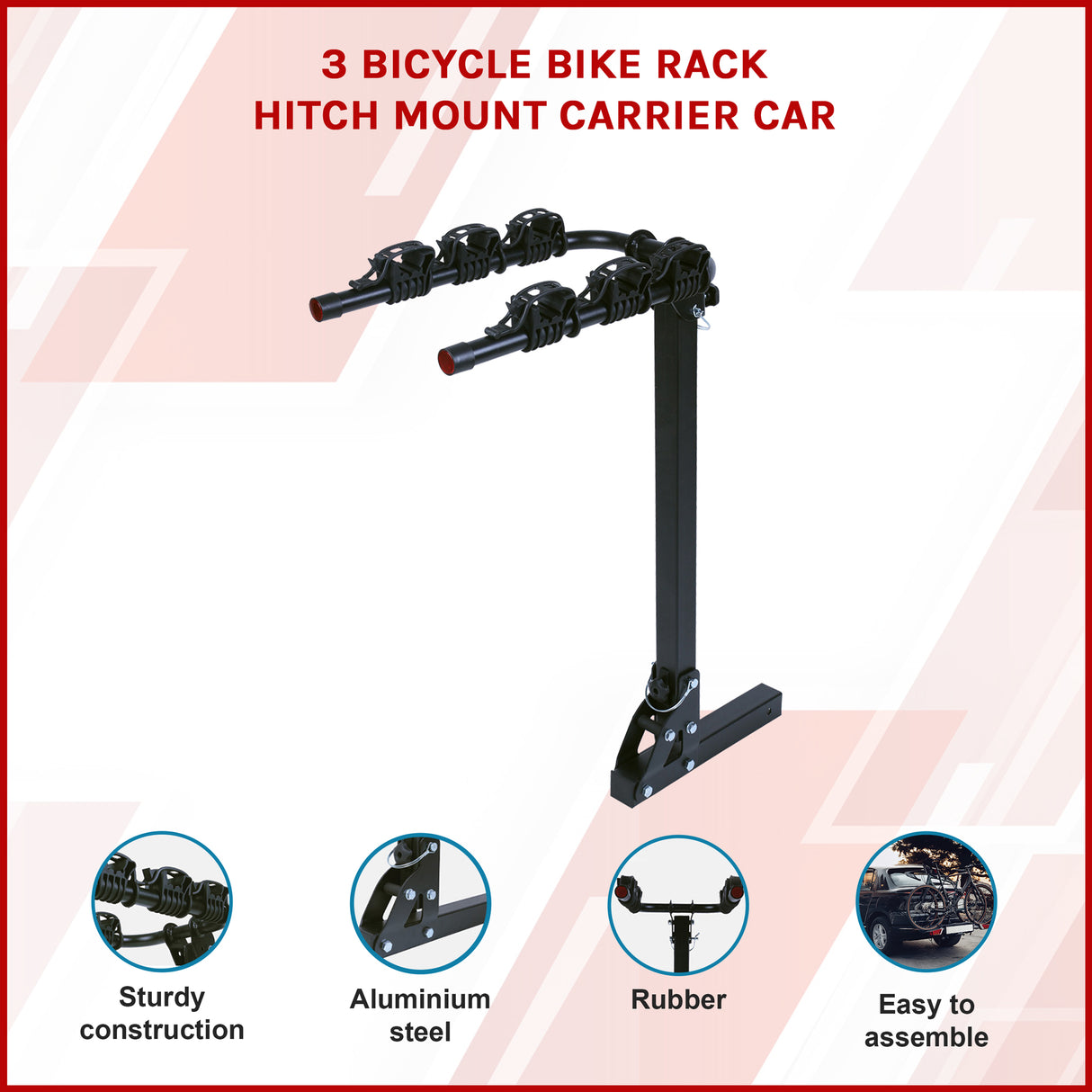 3 Bicycle Rack Hitch Mount Bike Carrier for Car and SUV Tow Bar