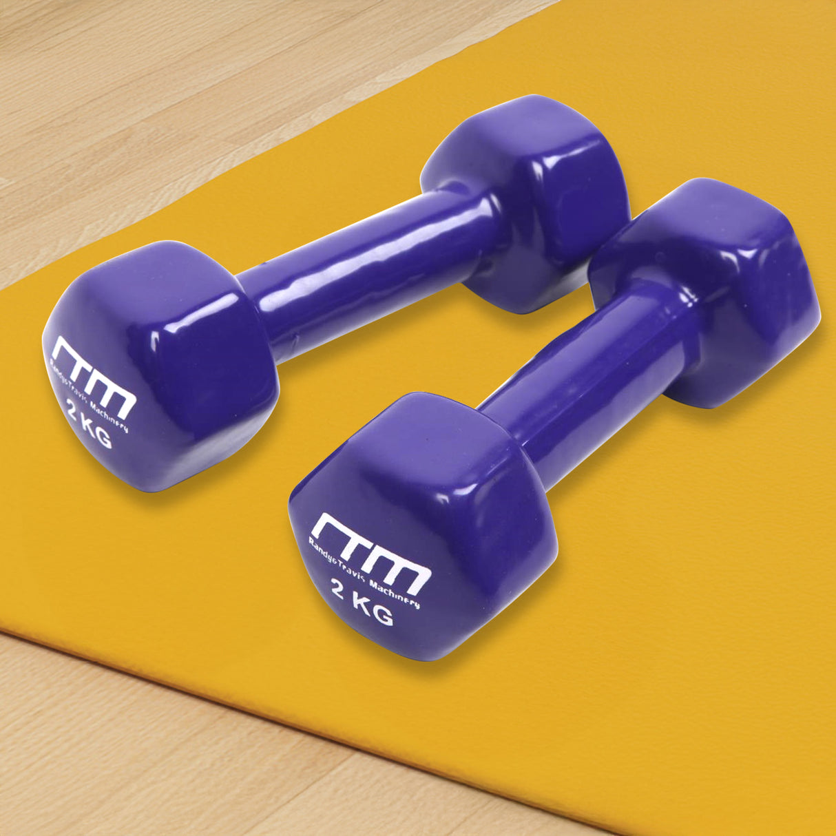 2kg Dumbbells Pair PVC Hand Weights Rubber Coated