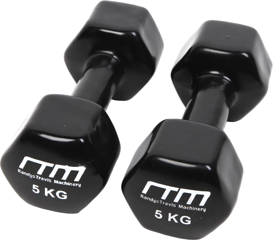5kg Dumbbells Pair PVC Hand Weights Rubber Coated