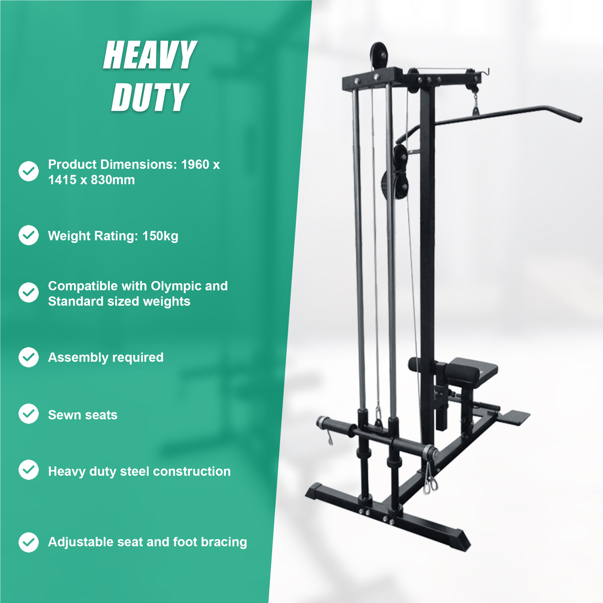 Lat Pulldown Low Row Fitness Machine – Home Gym Strength Trainer