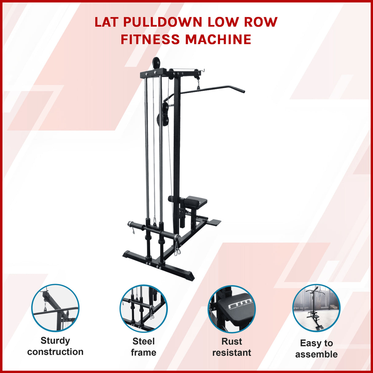 Lat Pulldown Low Row Fitness Machine – Home Gym Strength Trainer