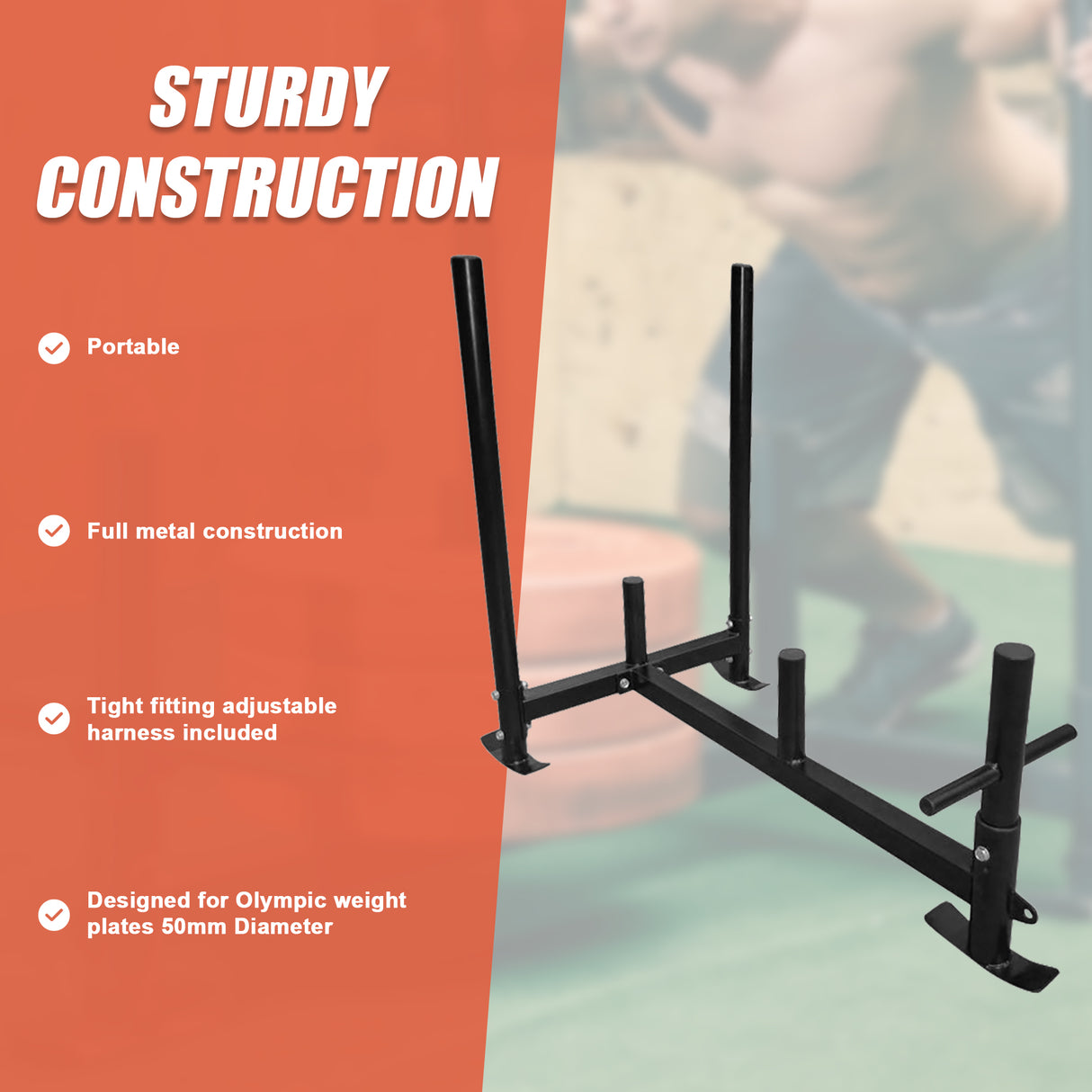 Heavy Duty Gym Sled with Harness
