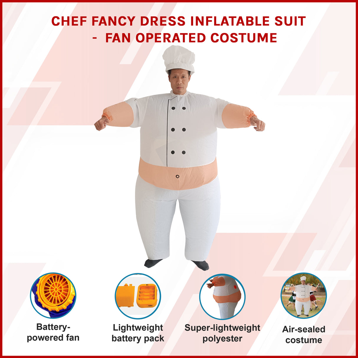 CHEF Fancy Dress Inflatable Suit -Fan Operated Costume