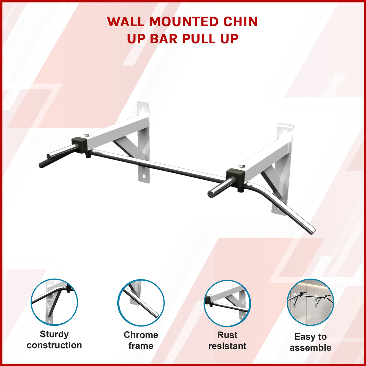 Wall Mounted Chin Up Pull Up Bar – Heavy Duty Home Gym Strength Training