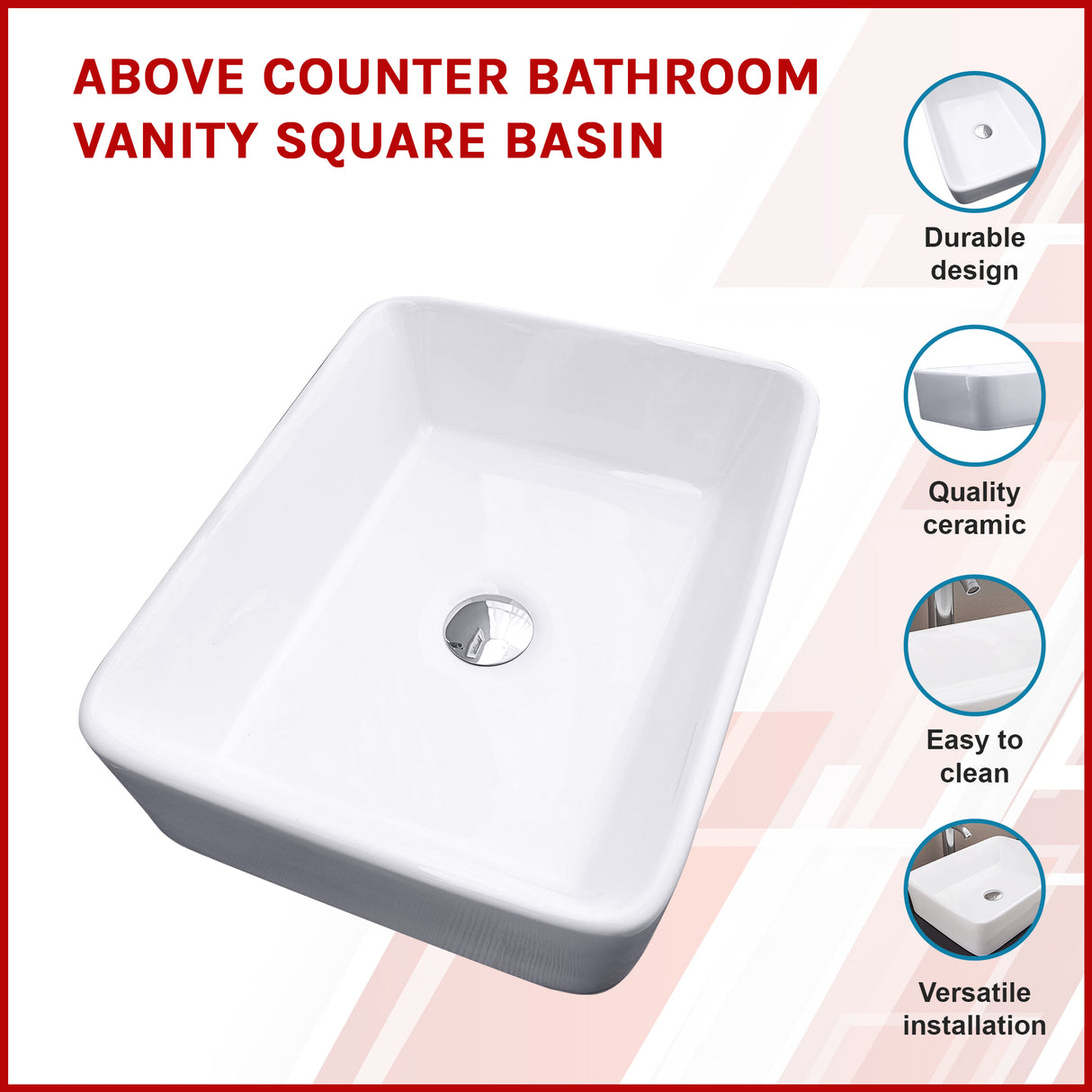 Above Counter Bathroom Vanity Square Basin