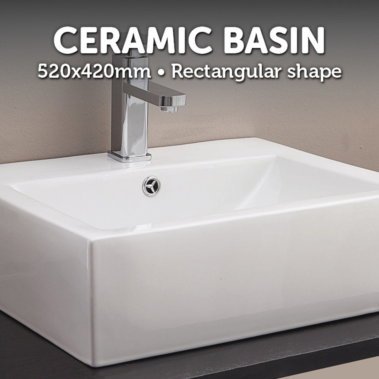 Ceramic Rectangular Above Countertop Basin for Vanity