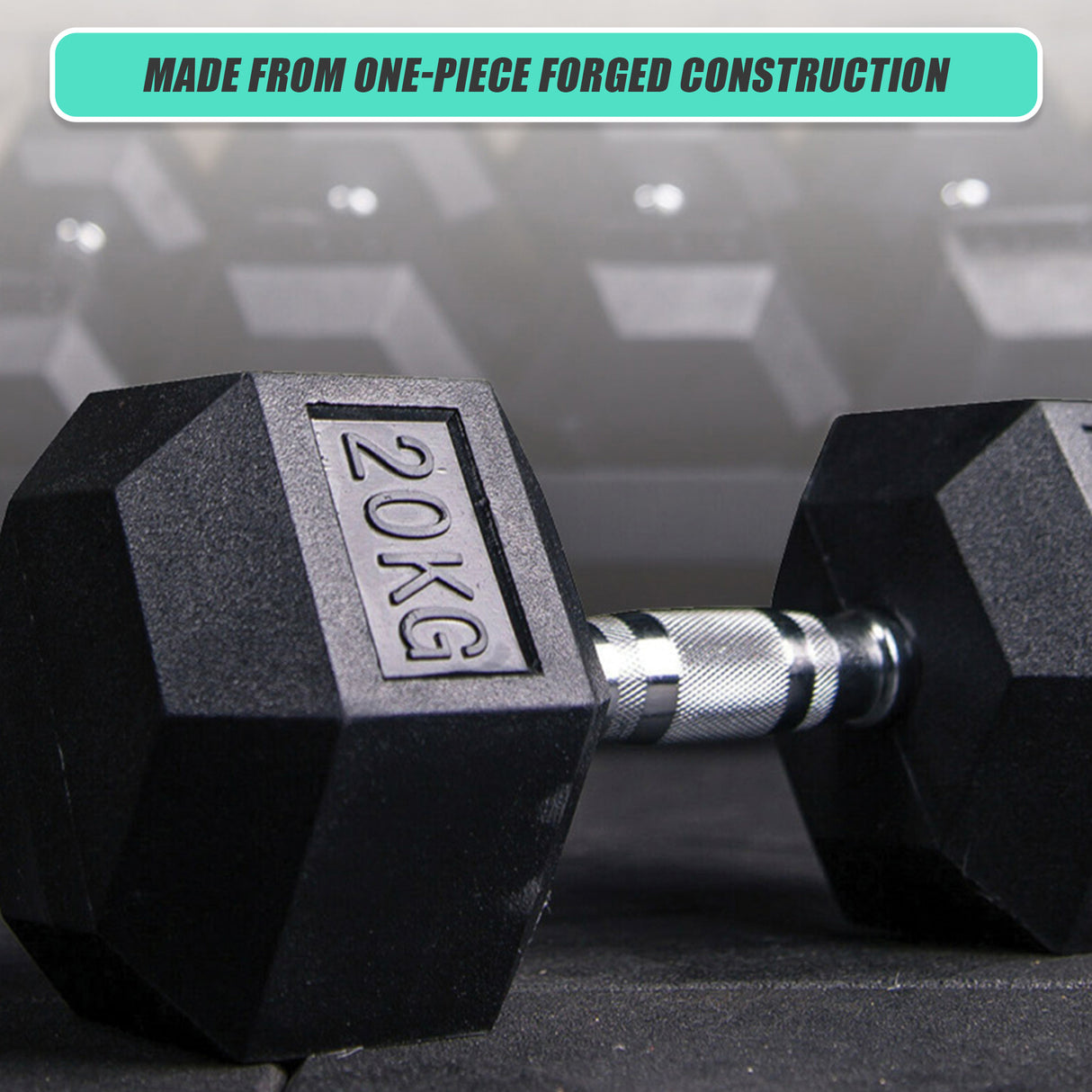 20KG Commercial Rubber Hex Dumbbell Gym Weight
