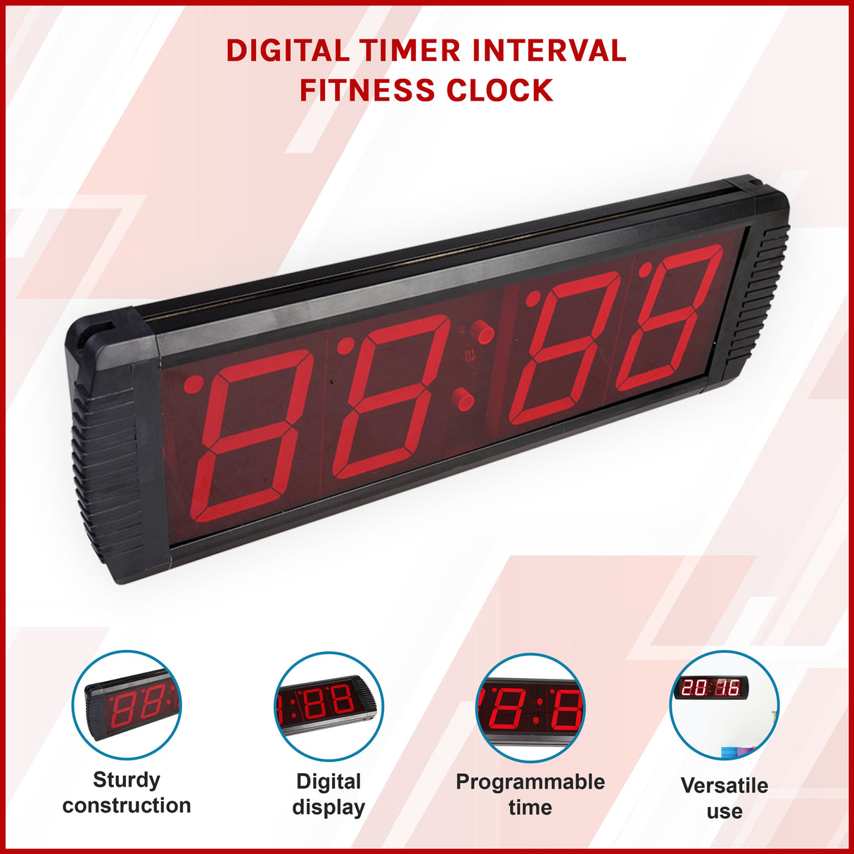 Digital Timer Interval Fitness Clock with LED Display for Home Gym Workouts