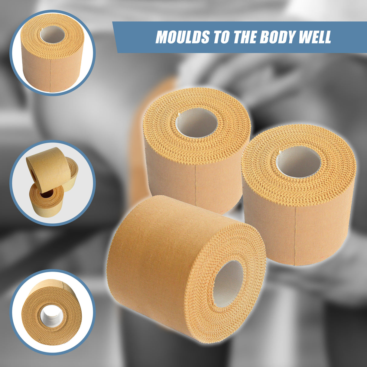 Premium Rigid Sports Strapping Tape - 3 Rolls of 50mm X 13.7M