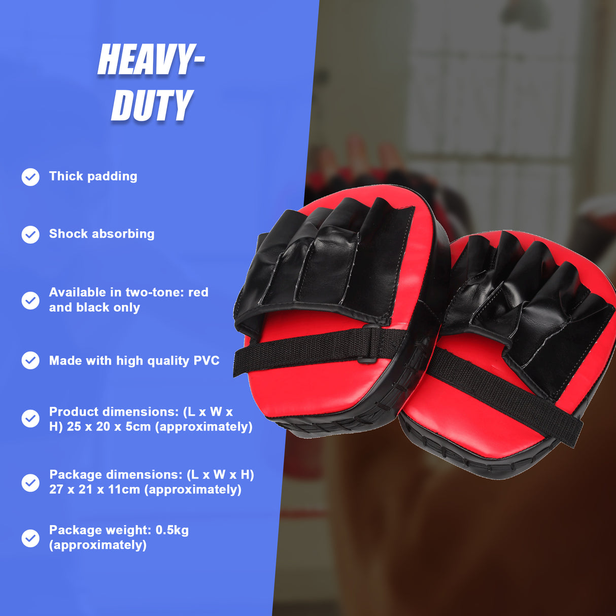 2 x Thai Boxing Punch Focus Gloves Kit Training Red & Black Pads