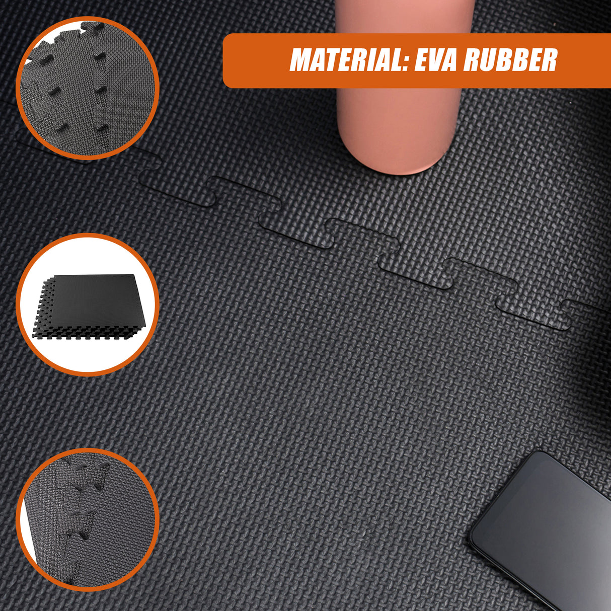 4 Tiles EVA Interlocking Gym Floor Mats – Home Fitness Puzzle Exercise Mat Set