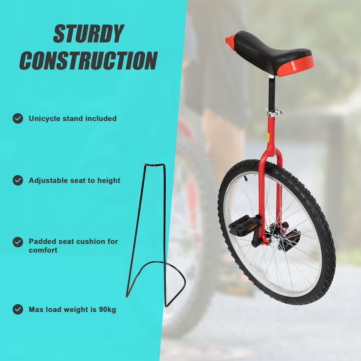24 Inch Pro Circus Unicycle for Performance Training Indoor Show Use