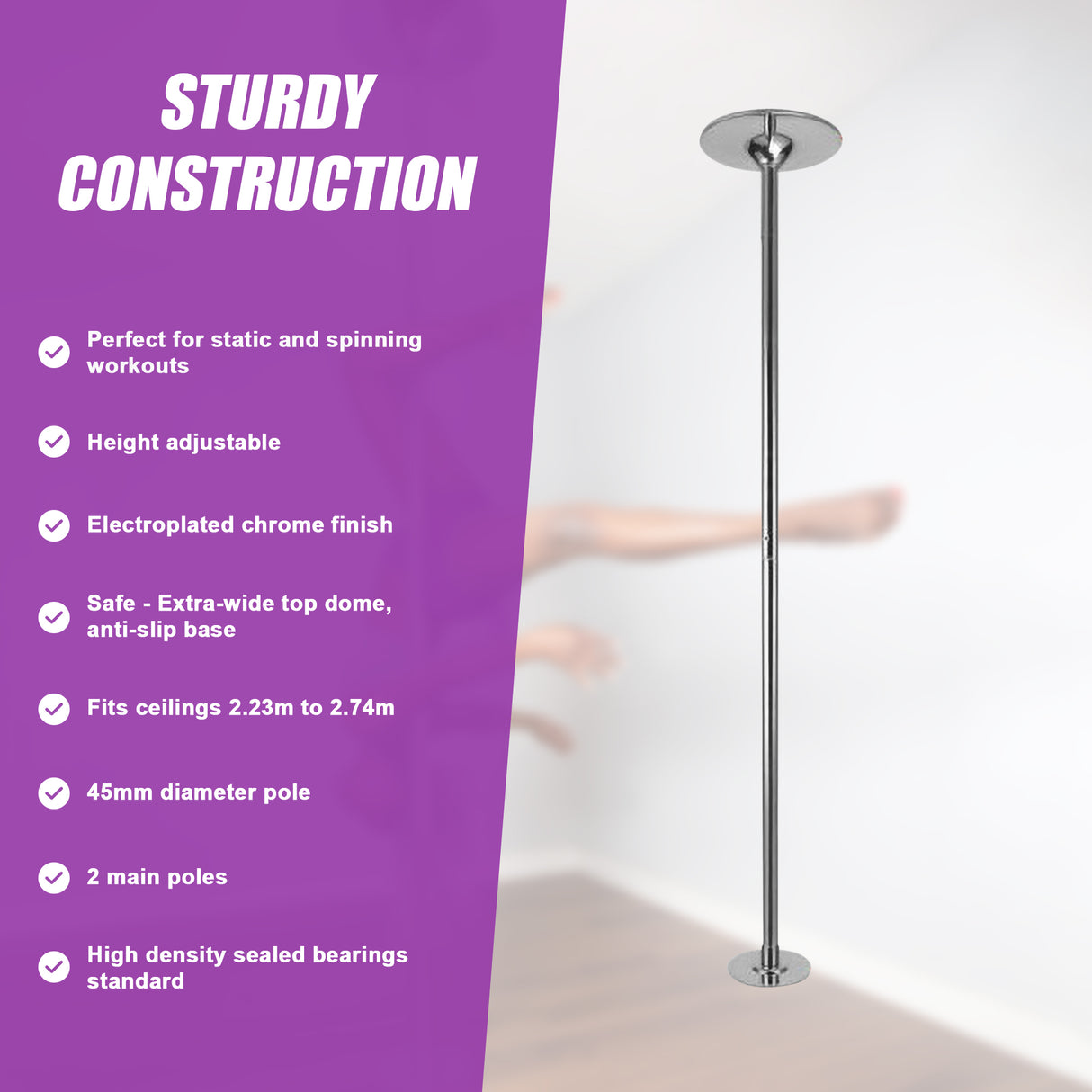 Portable Dance Pole Spinning Fitness Pole for Home Gym Training