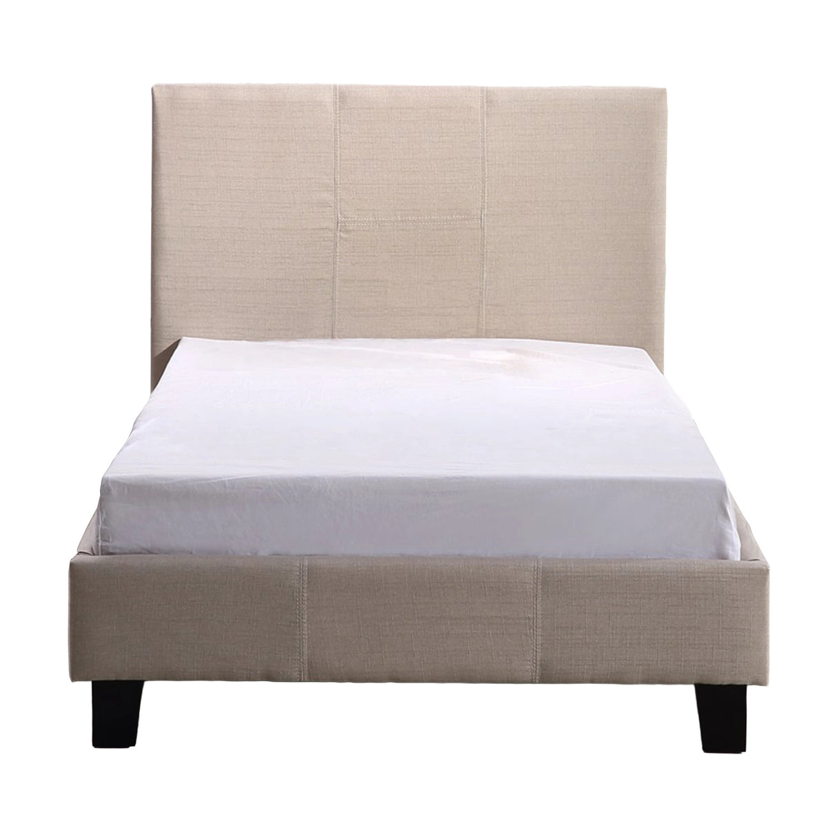 Single Linen Fabric Bed Frame Beige