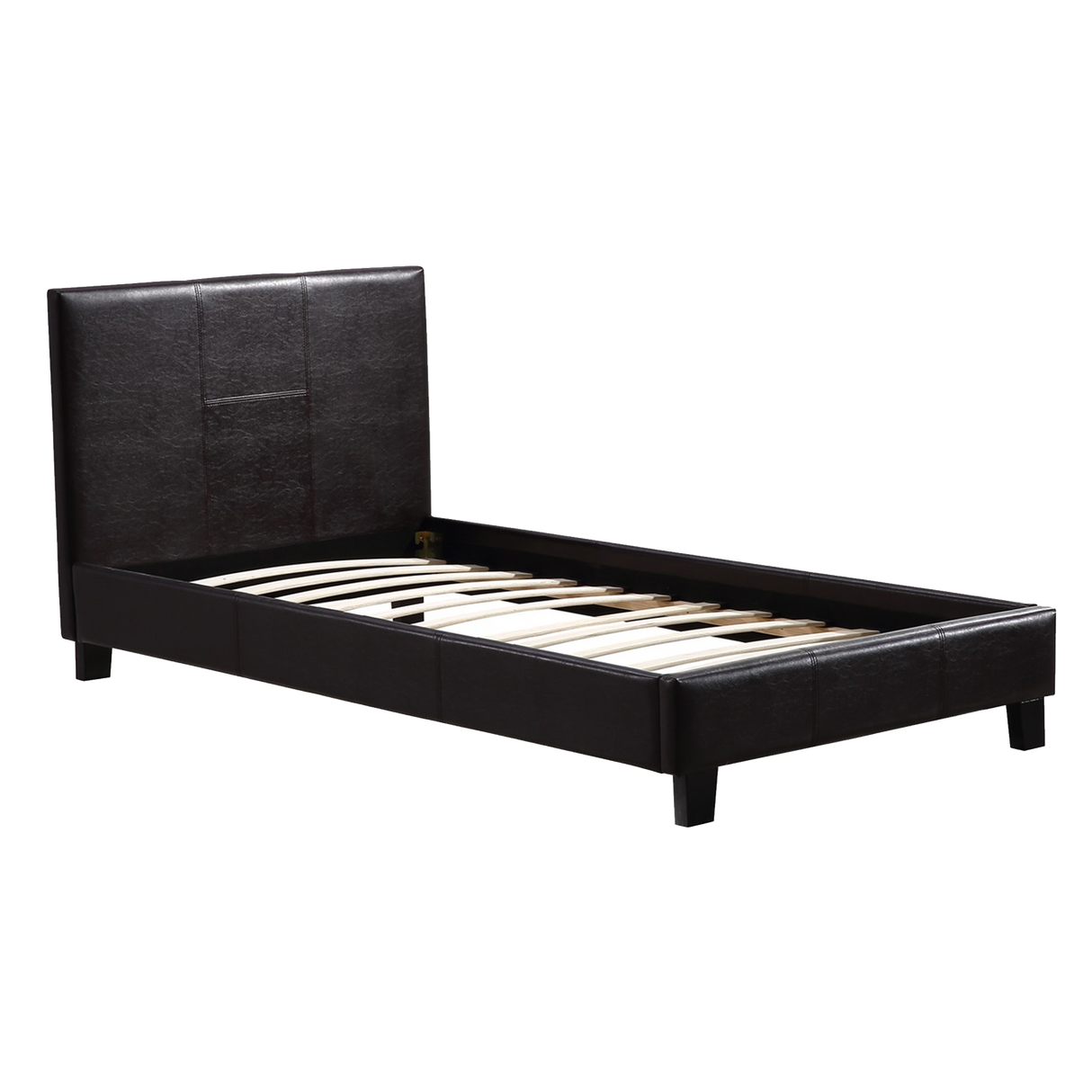 Single PU Leather Bed Frame Brown