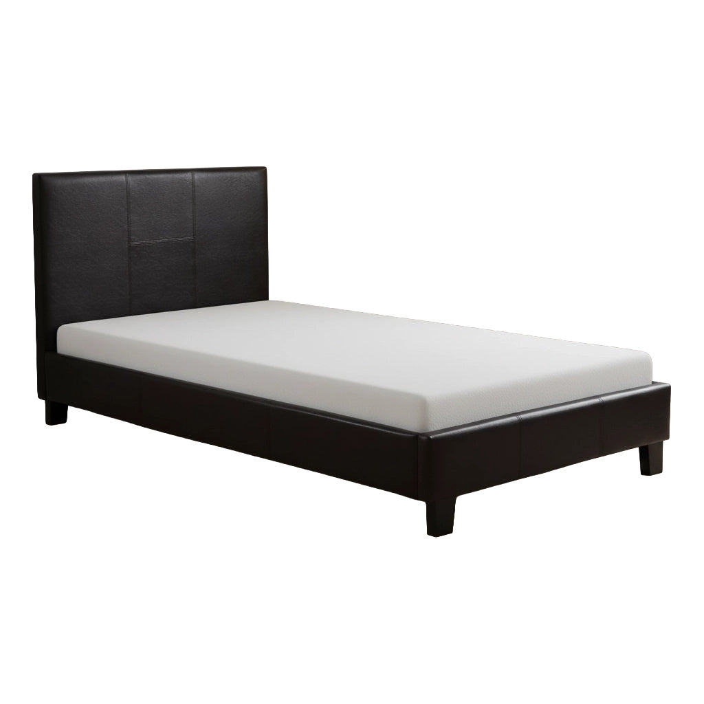 Single PU Leather Bed Frame Brown