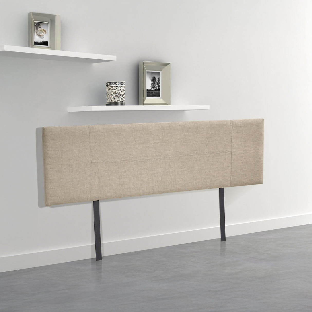 Linen Fabric King Bed Headboard Bedhead - Beige