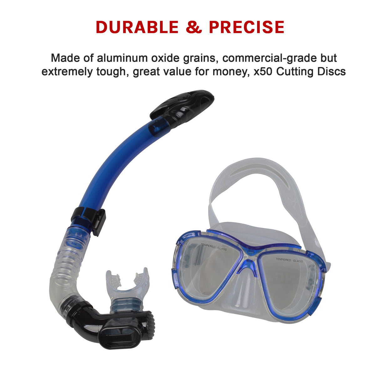 Adult Snorkeling Swimming Diving Mask & Snorkel - Quality Tempered Glass