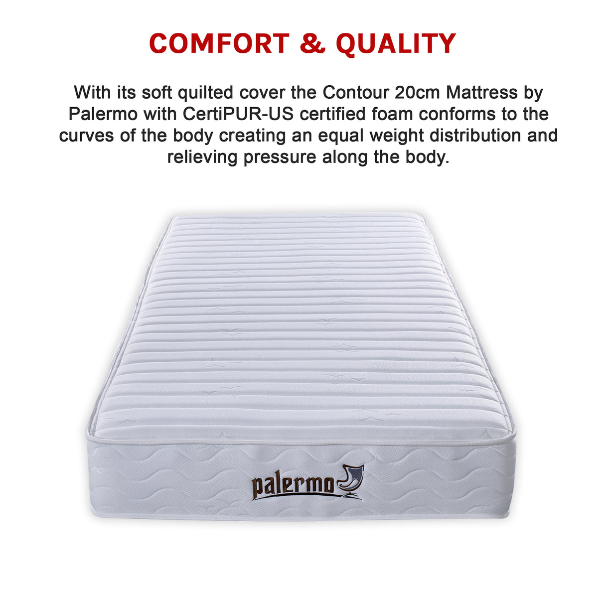 Contour Encased Coil King Single Mattress – Hybrid Support with CertiPUR-US® Certified Foam Comfort Layers