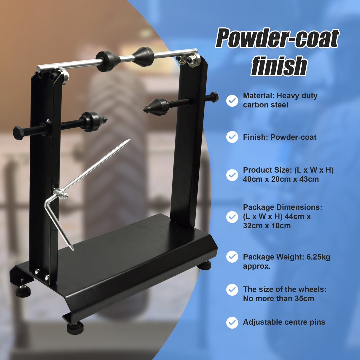 Motorcycle Wheel Balancer Stand Motor Heavy Duty Carbon Steel