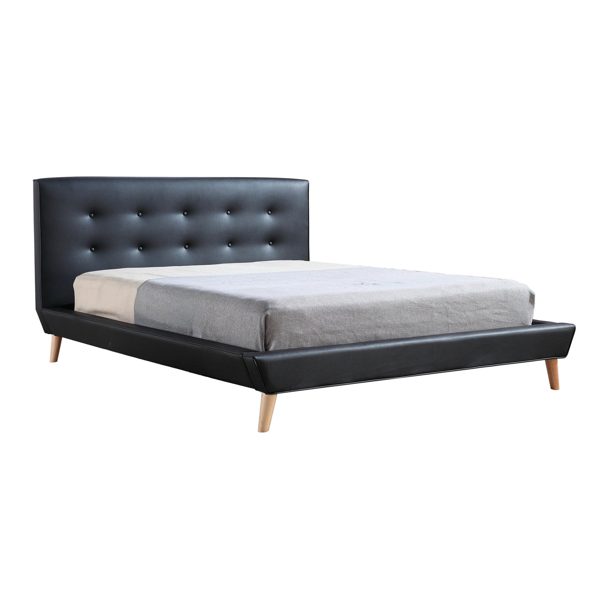 Queen PU Leather Deluxe Bed Frame Black