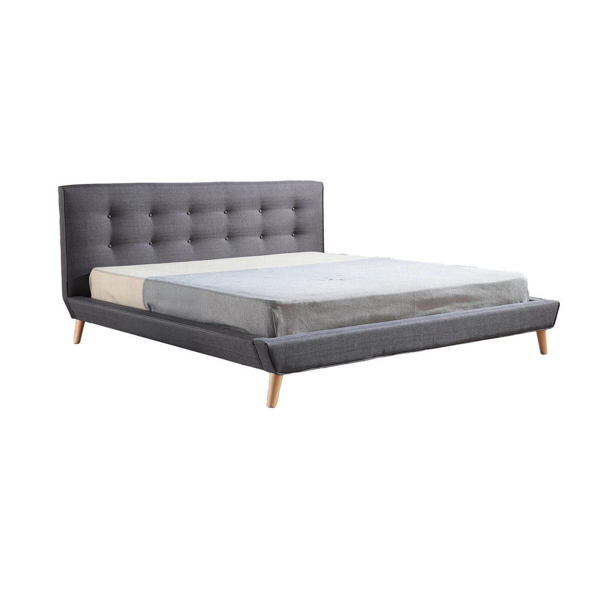King Linen Fabric Deluxe Bed Frame Grey