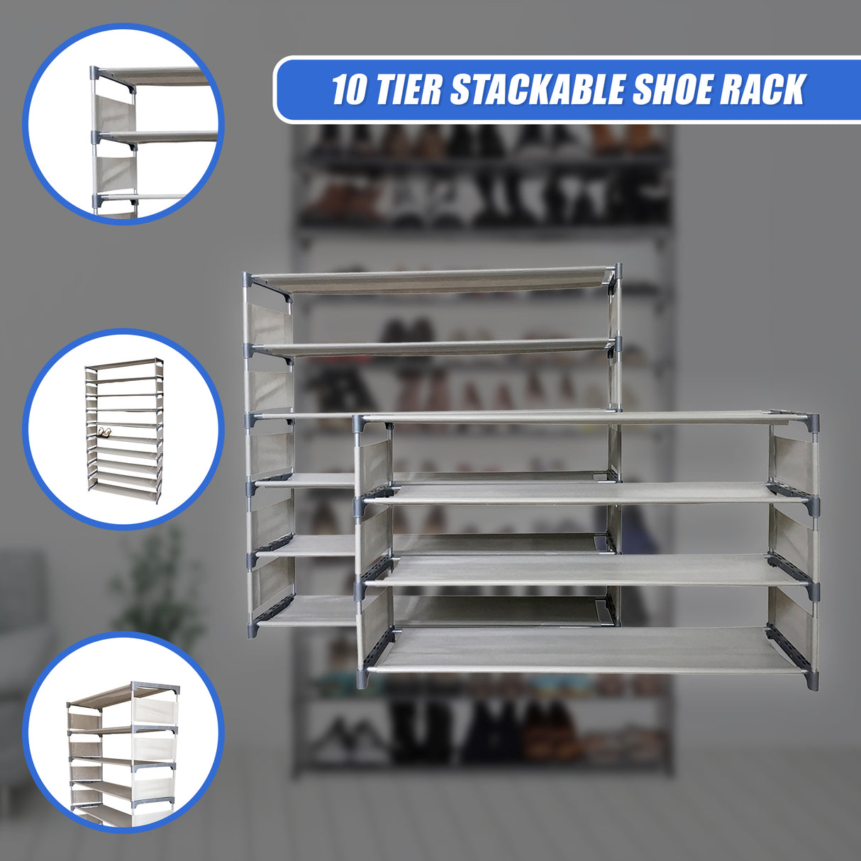 50 Pairs 10 Tiers Shoe Rack